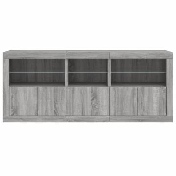 Modern Grey Sonoma Sideboard with LED Lights | Hipomarket UK