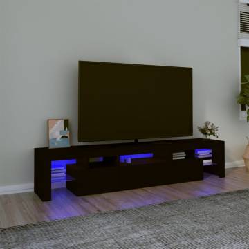 Stylish TV Cabinet with LED Lights - Black, 200x36.5x40 cm