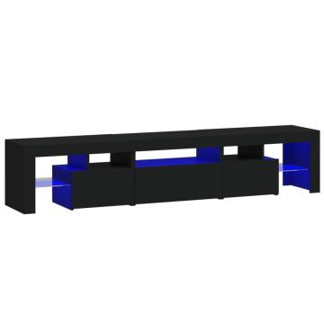 Stylish TV Cabinet with LED Lights - Black, 200x36.5x40 cm