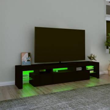 Stylish TV Cabinet with LED Lights - Black, 200x36.5x40 cm