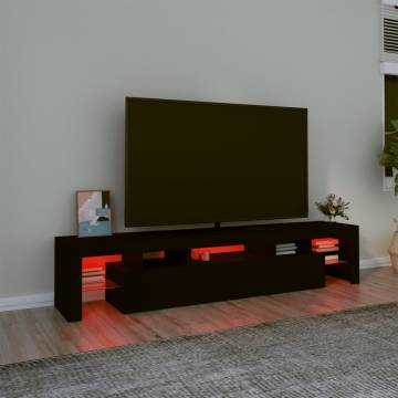 Stylish TV Cabinet with LED Lights - Black, 200x36.5x40 cm