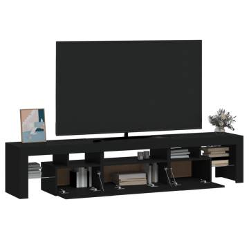 Stylish TV Cabinet with LED Lights - Black, 200x36.5x40 cm