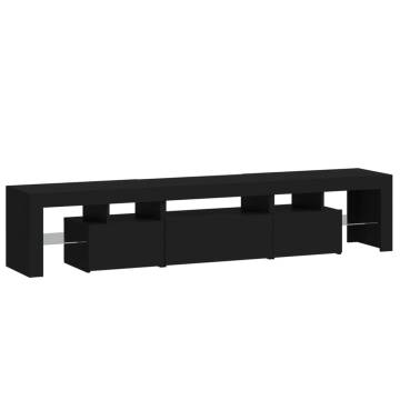 Stylish TV Cabinet with LED Lights - Black, 200x36.5x40 cm