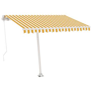 Manual Retractable Awning with LED - 350x250 cm Yellow & White