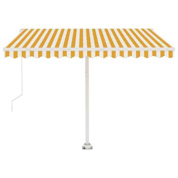 Manual Retractable Awning with LED - 350x250 cm Yellow & White