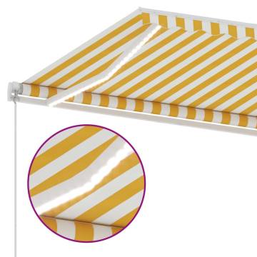 Manual Retractable Awning with LED - 350x250 cm Yellow & White