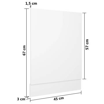 White Dishwasher Panel 45x3x67 cm | Durable Engineered Wood