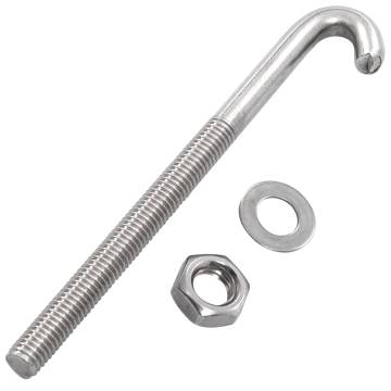 Anchored J-Bolt w/Nut and Washer M8x120 mm - 25 Sets