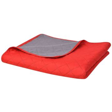 Double-Sided Quilted Bedspread Red & Grey | 170x210 cm