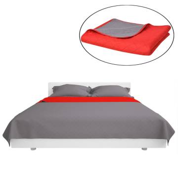 Double-Sided Quilted Bedspread Red & Grey | 170x210 cm