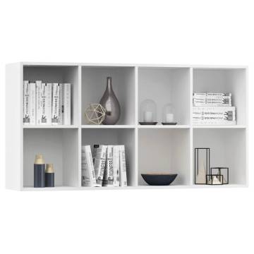 Stylish White Book Cabinet/Sideboard - 66x30x130 cm