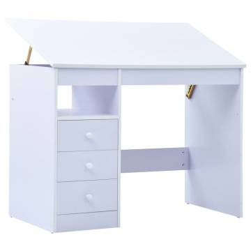 Children Drawing Study Desk - Tiltable Design in White