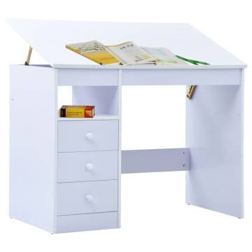 Children Drawing Study Desk - Tiltable Design in White