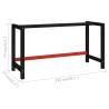 Durable Metal Work Bench Frame - 150x57x79 cm Black & Red