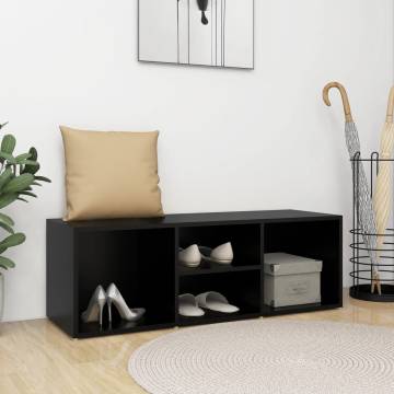 Stylish Black Shoe Storage Bench - 105x35x35 cm