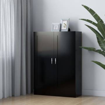 Sleek Black Book Cabinet - 82.5x30.5x115 cm Engineered Wood