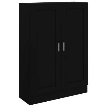 Sleek Black Book Cabinet - 82.5x30.5x115 cm Engineered Wood