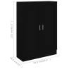 Sleek Black Book Cabinet - 82.5x30.5x115 cm Engineered Wood