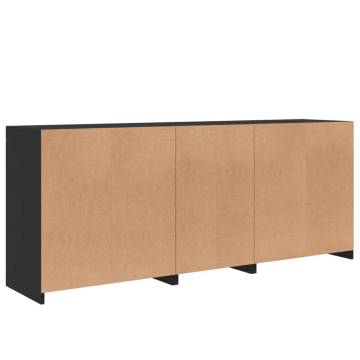 Modern Black Sideboard with LED Lights - 162x37x67 cm