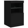 Modern Black Sideboard with LED Lights - 162x37x67 cm