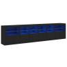 Modern Black Sideboard with LED Lights - 283x37x67 cm