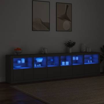 Modern Black Sideboard with LED Lights - 283x37x67 cm