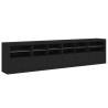 Modern Black Sideboard with LED Lights - 283x37x67 cm