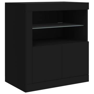 Modern Black Sideboard with LED Lights - 283x37x67 cm