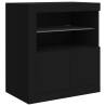 Modern Black Sideboard with LED Lights - 283x37x67 cm