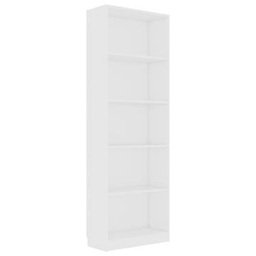 5-Tier White Book Cabinet - Stylish & Modern Design