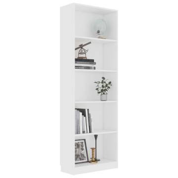 5-Tier White Book Cabinet - Stylish & Modern Design