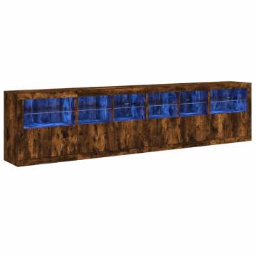 Modern Sideboard with LED Lights - Smoked Oak 283x37x67 cm