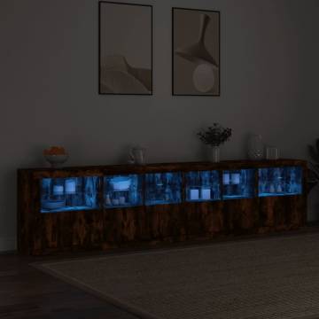 Modern Sideboard with LED Lights - Smoked Oak 283x37x67 cm