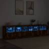 Modern Sideboard with LED Lights - Smoked Oak 283x37x67 cm