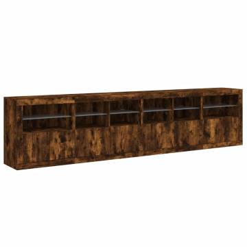 Modern Sideboard with LED Lights - Smoked Oak 283x37x67 cm