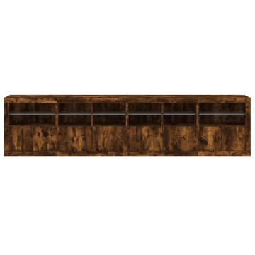 Modern Sideboard with LED Lights - Smoked Oak 283x37x67 cm