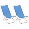 Folding Beach Chairs 2 pcs Blue Fabric Colour blue Quantity in Package 2 Number of 1 