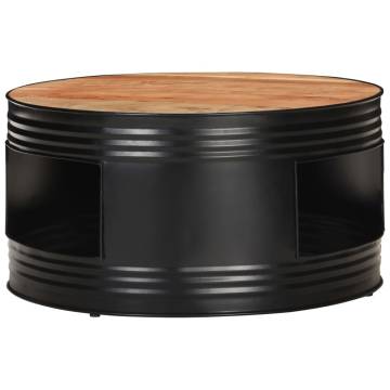 Black Coffee Table - Solid Acacia Wood 68x68x36 cm