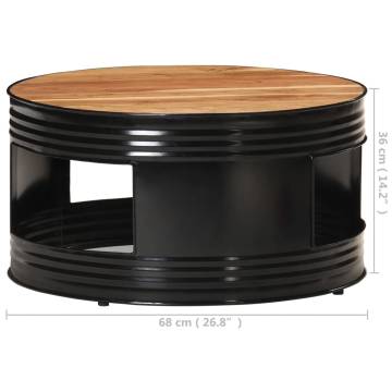 Black Coffee Table - Solid Acacia Wood 68x68x36 cm