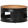 Black Coffee Table - Solid Acacia Wood 68x68x36 cm