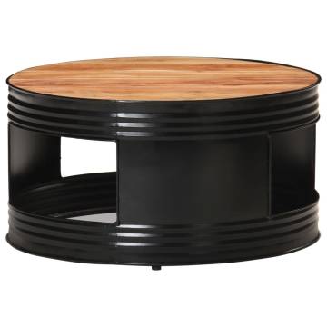 Black Coffee Table - Solid Acacia Wood 68x68x36 cm