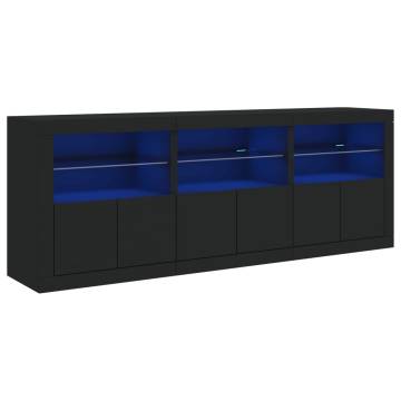 Modern Black Sideboard with LED Lights - 181.5x37x67 cm