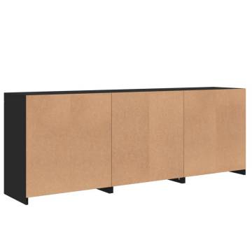 Modern Black Sideboard with LED Lights - 181.5x37x67 cm