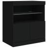 Modern Black Sideboard with LED Lights - 181.5x37x67 cm