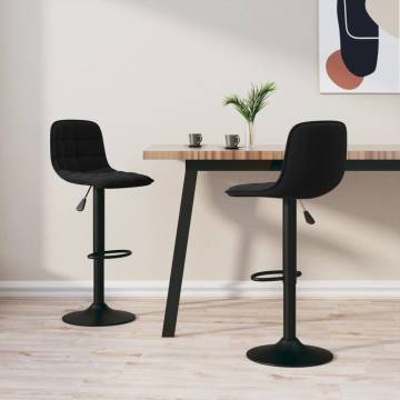 Black Velvet Bar Stools - 2 pcs | Stylish & Adjustable Seating