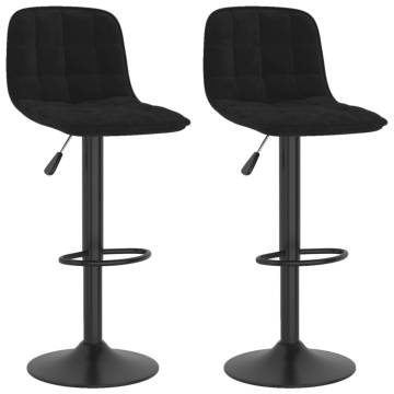 Black Velvet Bar Stools - 2 pcs | Stylish & Adjustable Seating