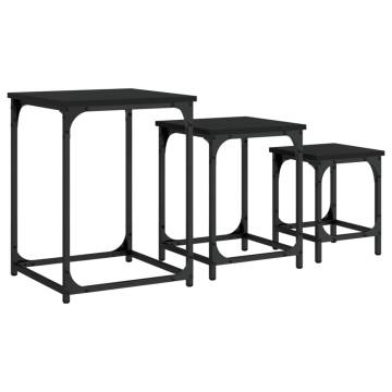 Nesting Coffee Tables Set of 3 - Black Engineered Wood