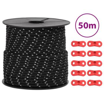 Tent Guy Rope with Reflective Strips - 50m Durable Utility Cord