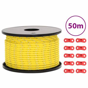 Durable Tent Guy Rope with Reflective Strips - 50m 5mm | HipoMarket