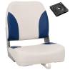 2 Piece Foldable Boat Seat Set with Blue-white Pillow Colour blue and white Quantity in Package 2 Model with swivel 